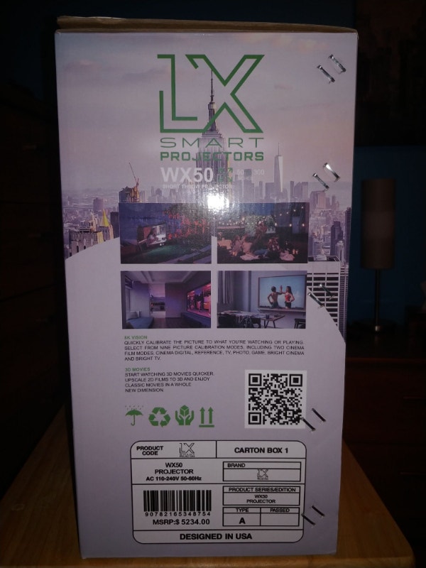 LX Smart Projector WX50, Ultra HD 8K with LX72B Self Lock Screen