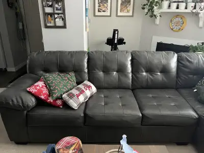 Faux leather sectional, View more