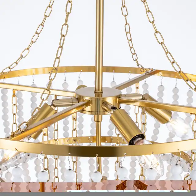 BRAND NEW Wellmet 22” Boho Wood Beaded Chandelier, Gold in Home Décor & Accents in London - Image 7