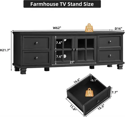 SAVOR TV Stand with Storage Cabinet-Black, View more