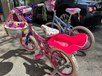  Kids bicycle girls, two different sizes with training wheels