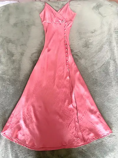 Zara Pink Satin Effect Buttoned Slip Midi Dress - Size Medium, View more