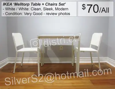 ~ IKEA Melltorp Table + 2 Chairs White ~ ---------------------------------------- - IKEA 'Melltorp'...