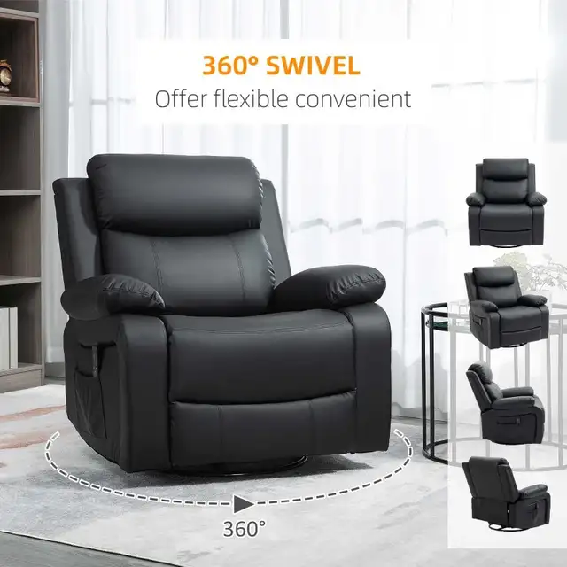 PU Leather Reclining Chair with Vibration Massage Recliner in Chairs & Recliners in Markham / York Region - Image 9