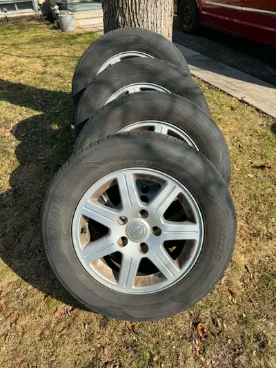 For Sale 4 all season tires with alloy rims-Fits Town & Country-Caravan Great threads in all tires F...