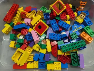 Small Bin Over 100 pieces of Original Lego Duplo Building Blocks, View more