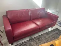 Beautiful red leather claret couch