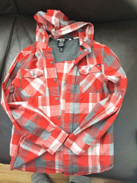 Red hooded shirt, size 8-10