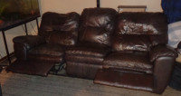 DUAL RECLINING LEATHER DARK CHOCOLATE COUCH