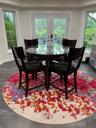 Glass top counter height kitchen table with 4 chairs, View more