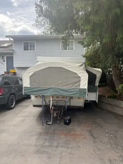 Everything works, no leaks. Has king and queen sized beds and slide with table that can be turned in...