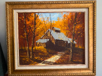 Traditional Sugar Shack Oil Painting by Poulin