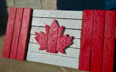 Rustic, Handmade, Wood Canada flags and signs, View more