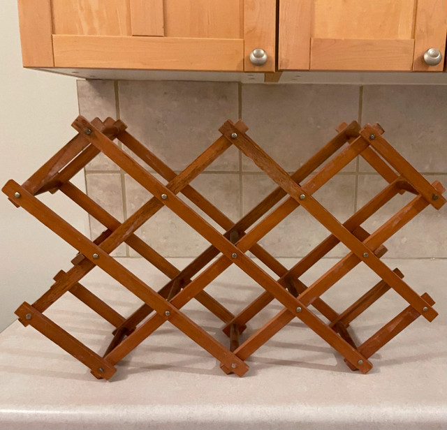 Wine bottle rack - foldable, wood, free standing in Kitchen & Dining Wares in Edmonton