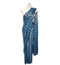 Dazzling Sparkly Sequin Stripes Blue Saree PRE STITCHED -NEW !