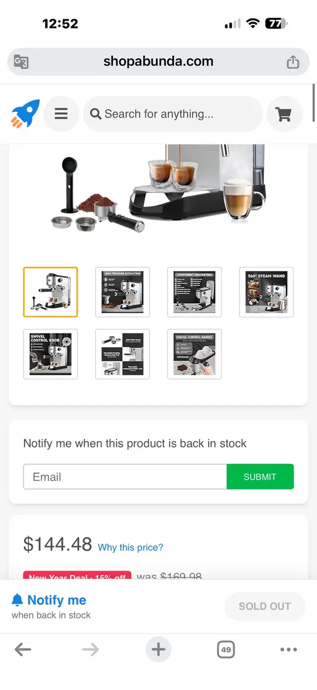 Espresso Coffee Maker, Espresso Machine with Milk Frother in Coffee Makers in Burnaby/New Westminster - Image 10