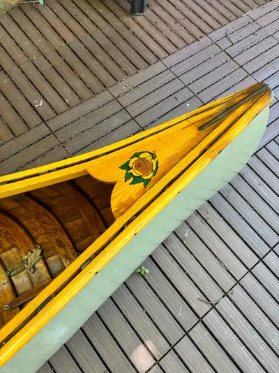16’ cedar strip chestnut canoe refinished 2003 by Langford Canoe. In storage (hanging in garage) sin...