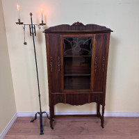 Beautiful Antique Walnut China Cabinet with Drawer