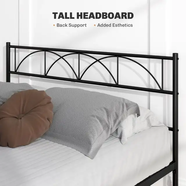 Steel slat Metal Full Platform Bed Frame with Headboard in Beds & Mattresses in Markham / York Region - Image 10