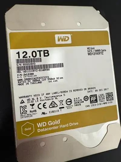 12TB Western Digital GOLD Datacenter Hard Drive 7200 RPM SATA, View more