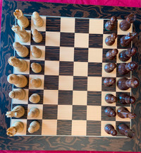 Laughing Knight Sheesham Chess Set Tiger Ebony Chess Board - New