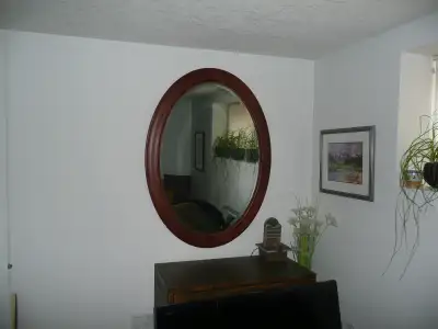 Shermag beveled oval mirror-4 inch wood frame, View more