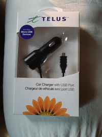 Telus Car Charger with USB Port New in Box