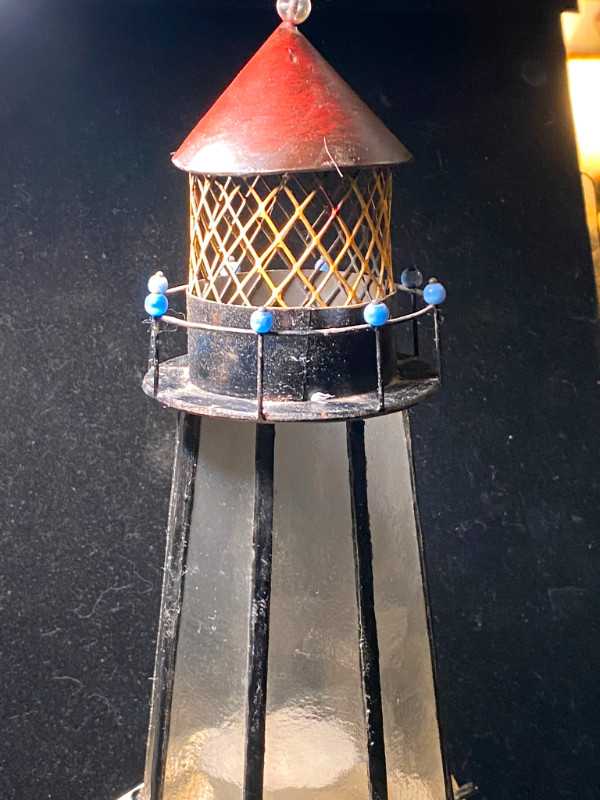 Lighthouse Glass Accent Table Lamp for a Candle 10” in Arts & Collectibles in Vancouver - Image 4