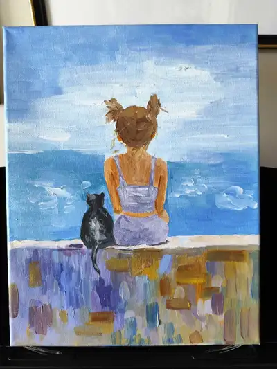 Original Oil Painting Girl on Beach, View more