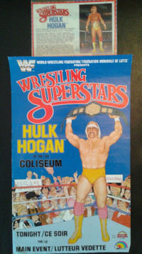 LJN Hulk Hogan WWF Wrestling Poster & Bio Figure Card Vintage