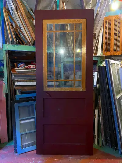 antique 1920s solid wood HARTFORD style STORM DOOR, View more
