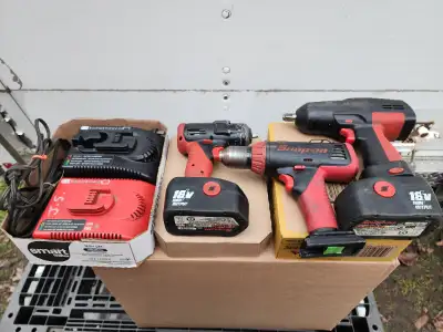 Snap-on Tools 18V 1/2 & 3/8 Impact Wrenchs 1/2 Drill 2 Batteries, View more