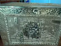 Antique embossed brass storage chest