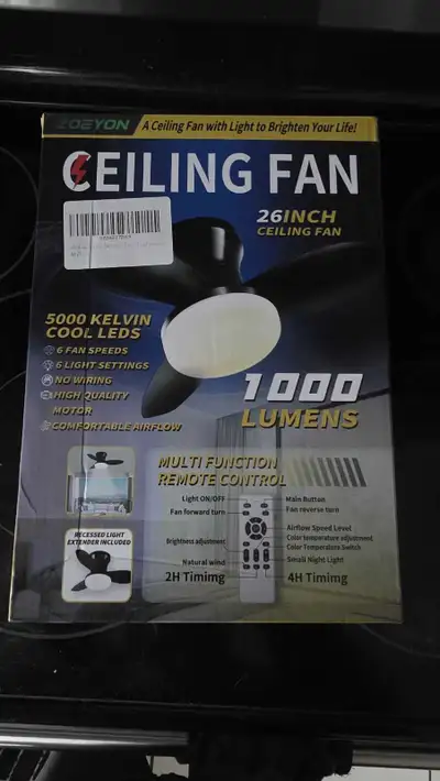 Zoeyan 26 Inch  Ceiling Fan with  1000 Lumens Light Brand New, View more