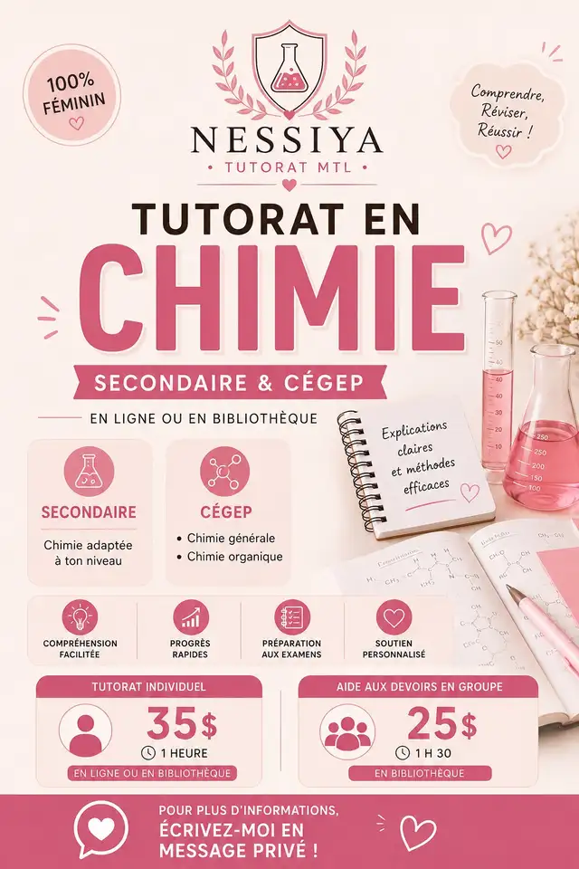 Chemistry Tutoring — High School & CEGEP | 100% Female