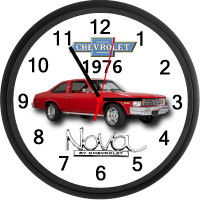 1976 Chevy Nova (Red) Custom Wall Clock - Brand New - Chevrolet