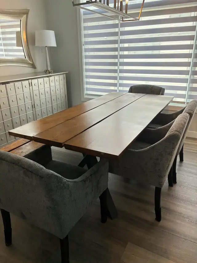 Rustic Solid Wood Dining Table and Matching Bench62863269578113121