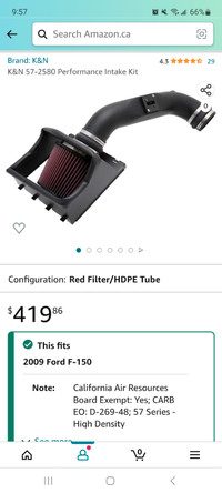K&N air intake and filter, 09 4.6L f150
