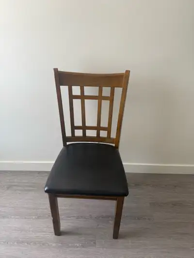 Oak dining chair with vegan-leather fabric, View more