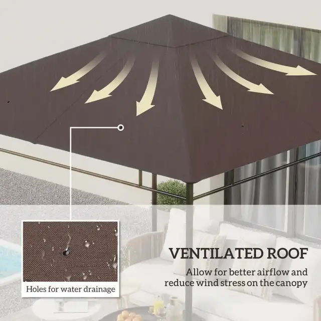 Coffee 10' x 10' top Square Gazebo Canopy Replacement UV Prote in Patio & Garden Furniture in Markham / York Region - Image 5