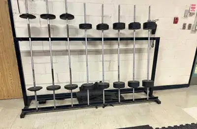 640lb complete Barbell Set with Stand, Spin Bikes, View more