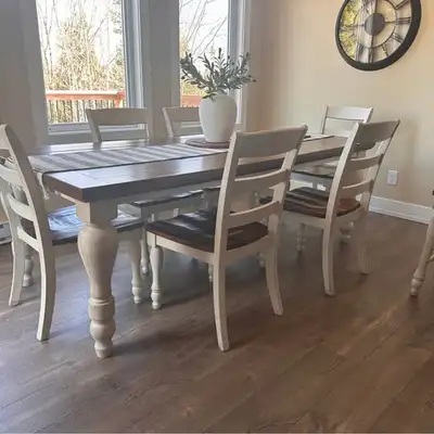 Farmhouse Two-Tone Dining table and 6 Chairs, View more
