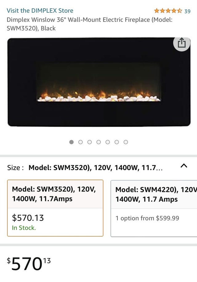 WINSLOW 36” CURVED ELECTRIC FIREPLACE Fireplace & Firewood