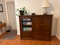 Solid Oak Entertainment Cabinet in perfect condition