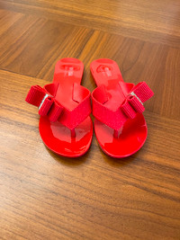 Red Melissa Jason Wu flip flops, size 6