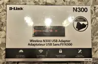 Brand New D-Link N300 Wireless USB Adapter-$20