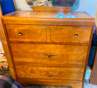 Vintage Solid Wood Dresser with Mirror