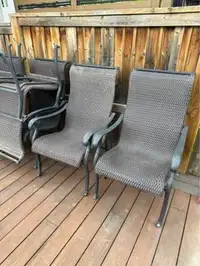 6 outdoor wicker and iron chairs