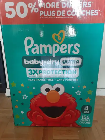 Pampers 3x protection 156 Diapers - Unopened box, View more