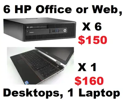 NEWLY RE-CONDITIONED 6x HP Desktops, 1 Laptop - ALL 4x Core !, View more